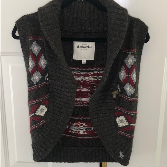 Abercrombie Brown Knit w Color block detail Vest - Picture 1 of 6
